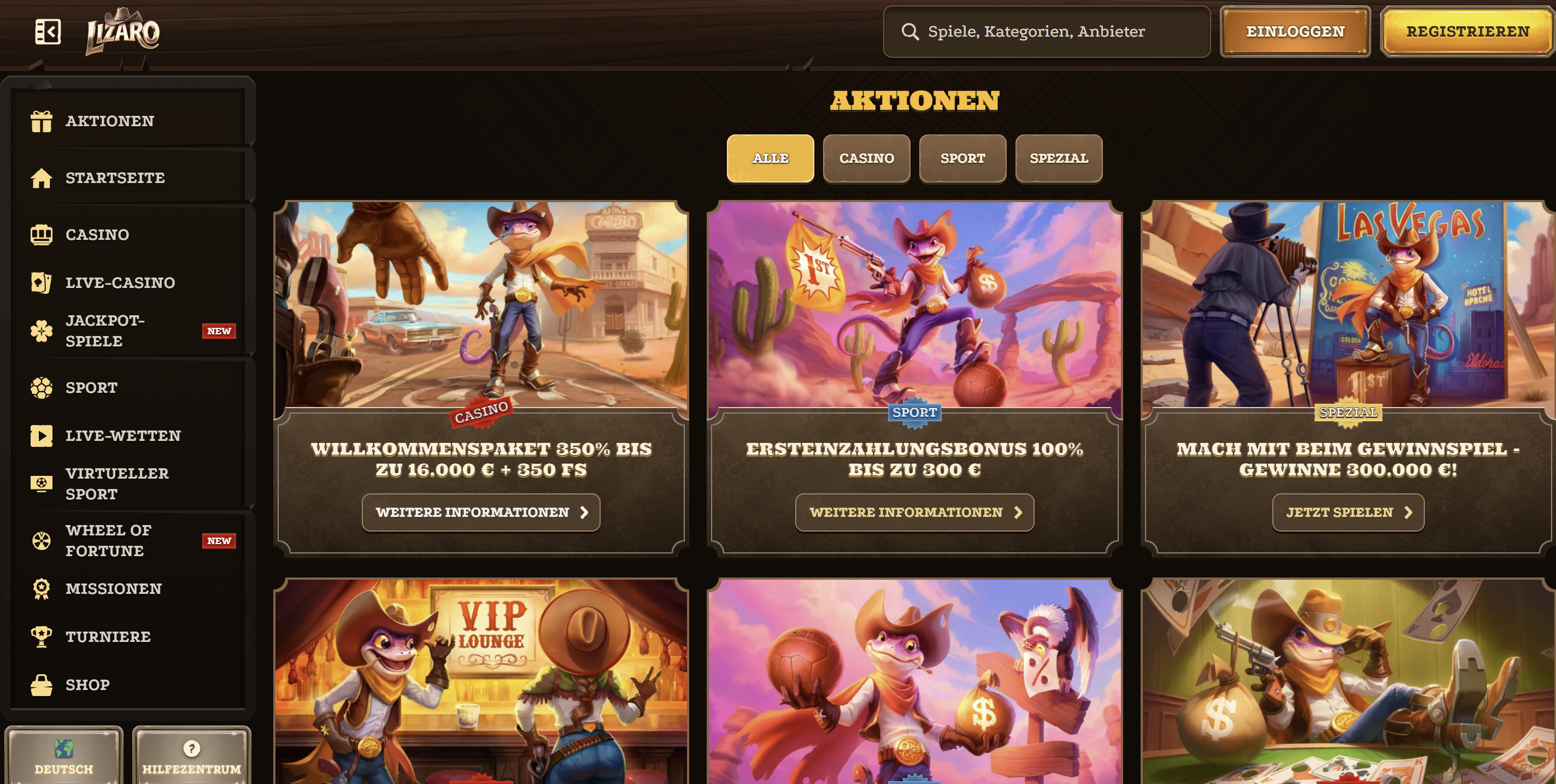 Lizaro Casino Aktionen und Boni